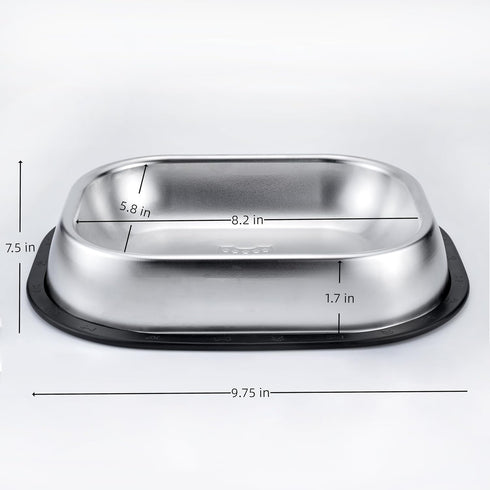 304 Stainless Steel Food Dishes with Cleaning Kit, Shallow Dog Bowls for Small/Medium Cats and Dogs