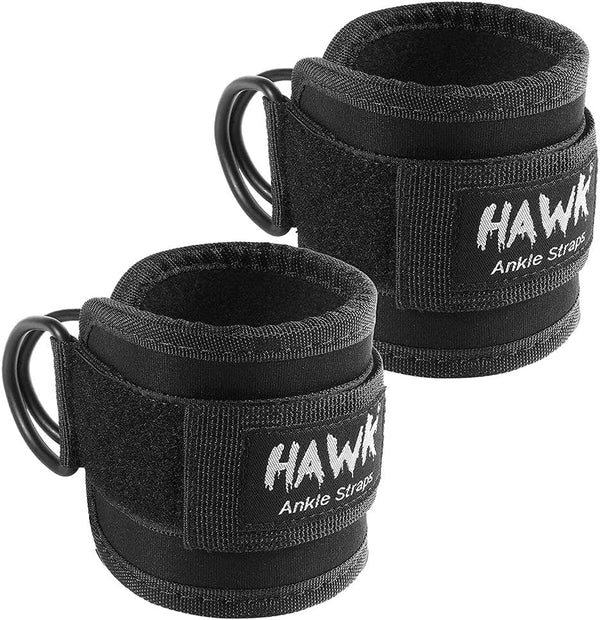 Hawk Sports Ankle Straps for Cable Machines, Pair for Enhanced Booty, Glute, Leg Workouts, Portable