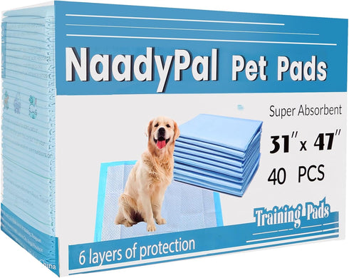 Disposable Dog Pee Pads, Extra Large 31" x 47" (80x120cm), 40 Count, Leak Proof Super Absorbent Training Pads for Dogs
