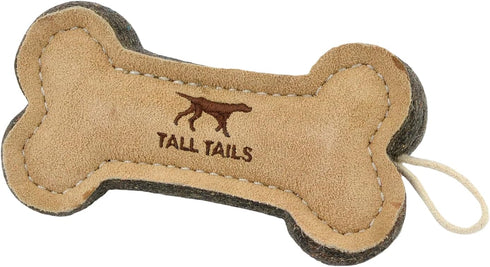 Tall Tails Dog Natural Leather Bone Fetch Toy Gift for Dogs, 6 inches