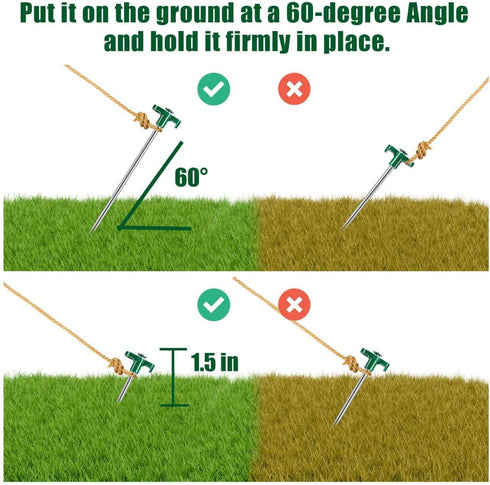 Tent Stakes, 10PCS Heavy Duty Pegs, Outdoor Camping Windproof Ground Stakes for All Kinds of Ground