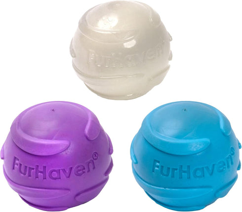 Furhaven 3-Pack 2.5" Squeaky Ball Dog Toys for Small/Medium Dogs, Fetch 'N Fun TPR Squeaky Ball Toy Set