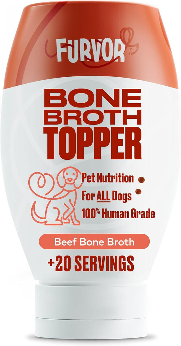 Beef Bone Broth for Dogs, 12 oz - Collagen Protein Supplement for Digestion, Mobility, Coat, Grain Free, Made in USA