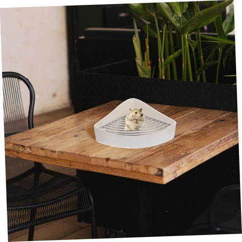 FUTUREORYY Chinchillas Ceramic Bunny Litter Box for Small Animals Triangle Potty Non-Slip Mat for Guinea Pigs Hamsters