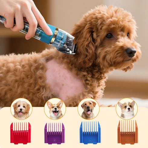 50dB IPX5 Dog Clippers for Grooming Thick & Matted Hair - Titanium Blade, Ultra-Quiet, Waterproof & Cordless | Patented