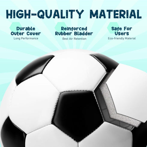 2/3/4/5 1 2 3 Pack Soccer Ball Size with Pump & Bag, Deflated Ball - or - Classic Black & White - Durable Soccer Ball