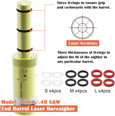 Laser Boresighter End Barrel, 9mm/.38/.22/.223/5.56/.357Mag/.380acp/.17hmr/.177cal/10mm/cal.40S&W