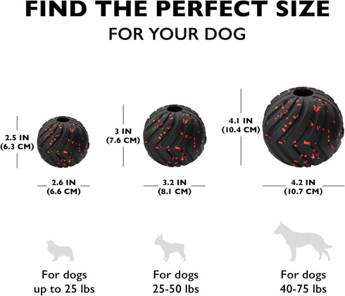 4" Chew King Supreme Durable Rubber Dog Ball for Aggressive Chewers, Treat-Dispensing Heavy-Duty Chew Toy with Safety
