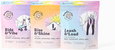 Dog Treats Jerky Snack Bars - Variety 3-5 oz Bags, Natural Superfood Grain Free Treats