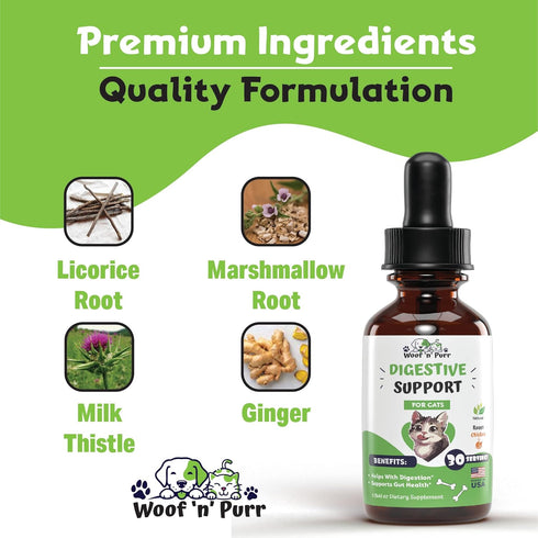 Cat Digestive Support - Digestive Enzymes for Cats, Probiotic Digestive Aid - 1 fl oz