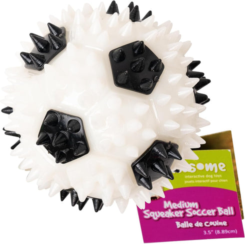 Gnawsome 3.5 Squeaker Soccer Ball Dog Toy - Medium, Promotes Dental and
