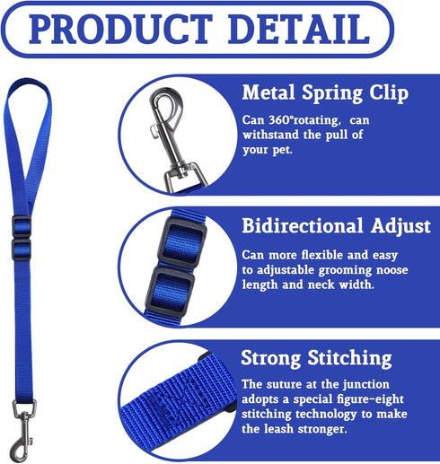 Pet Dog Grooming Loops, 2 Pack Adjustable Nylon Restraint Noose Loop for Dog Bathing Safety Tether Straps