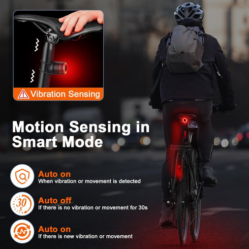4 IPX6 Smart Bike Tail Light, Auto On/Off, Brake Sensing Rear Bike Light, USB C Rechargeable Bicycle Rear Light