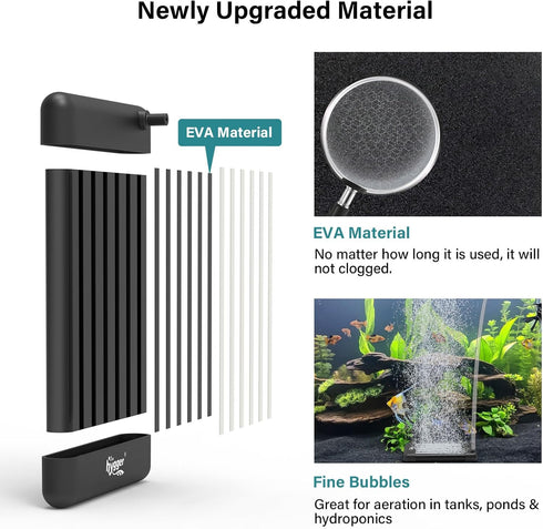 hygger Non-Clogging Fish Tank Bubbler, Aquarium Air Stone with Special EVA Material for Hydroponics