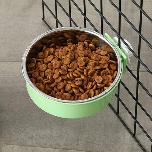 Crate Dog Bowl, Removable Stainless Steel Feeder Bowls, Hanging Pet Cage Bowl for Dogs, Cats, and Small Pets