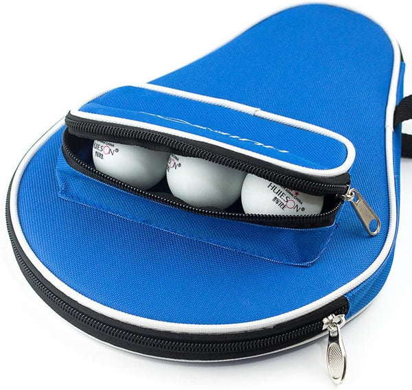 Table Tennis Bat Bag, Ping Pong Paddle Pouch with Ball Storage Pocket, Waterproof Racket Cover with Inner Liner