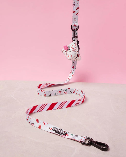 Ruffhaus NYC Peppermint Bark Christmas Print Dog Leash 1 Inch by 59 Inches, Durable Polyester Webbing, Comfortable