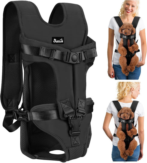 Lukovee Dog Backpack Carrier - Adjustable Hands-Free Front Carrier for Small Medium Dogs, Hiking (B, Large)