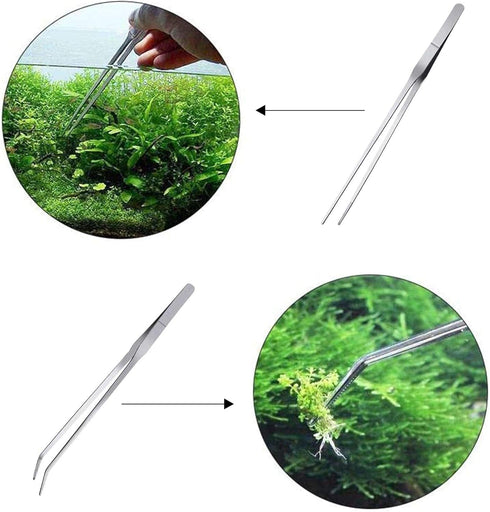 2pcs Stainless Steel Feeding Tongs, Long Tweezers 27cm/10.6 inches for Aquarium Plants