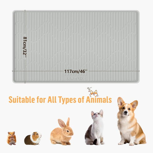 46 x32 Silicone Pet Cage Liner Mat, Small Animals Floor Bed Mat Washable & Reusable Rabbit Playpen Mat, Pet Training