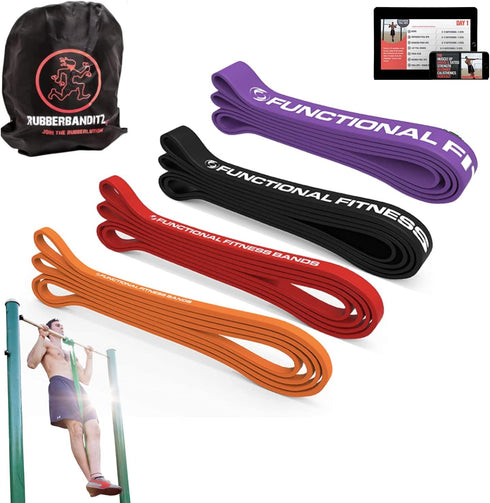 Rubberbanditz Pull Up Assist Bands, Set of 3 Heavy Duty Resistance Training Bands