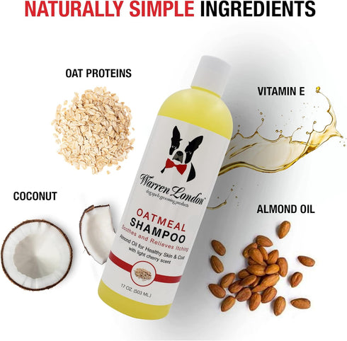 1 Warren London Oatmeal Dog Shampoo - Fast Itch Relief for Dry, Sensitive, & Irritated Skin - Infused with Vitamins
