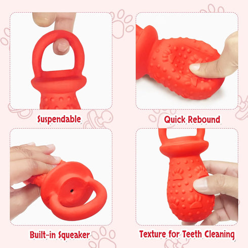 5.2" Dogs(Red,1 Latex Chew Dog Toys, Novelty Squeaky Pacifier Dog Toys, Durable Pacifier Dog Chew Toys for Small
