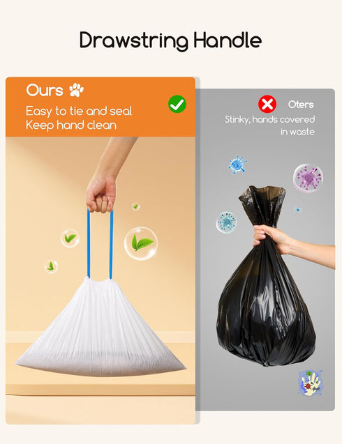 60PCS MW-SC01/MW-SC02 3 (20 MeoWant Cat Litter Box Liner - Heavy Duty Drawstring Trash Bags for MeoWant Automatic