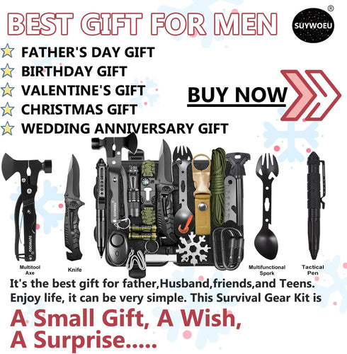 Gifts for Men Dad Husband - 21 in 1 Survival Gear and Equipment Kit, Tactical Tool