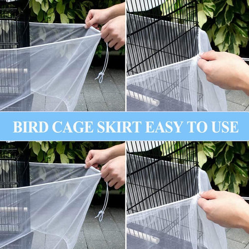 ASOCEA Extra Large Bird Cage Seed Catcher Guard, Universal Birdcage Cover for Parrot Parakeet Macaw Lovebird - White