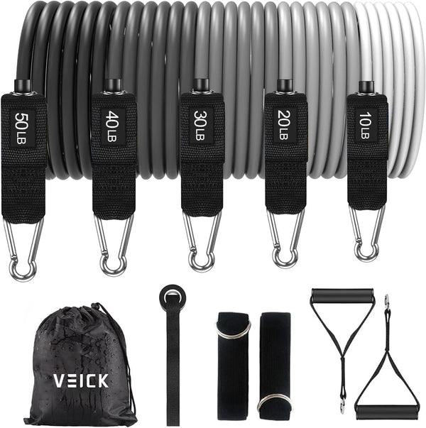 VEICK Resistance Bands for Working Out, Exercise Bands with Handles for Men and Women, Fitness Weights