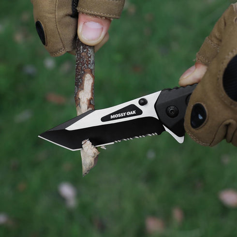 Mossy Oak Folding Pocket Knife with Aluminum Alloy & G10 Handle, 4.75" Tactical Knife with Tungsten Steel Glass