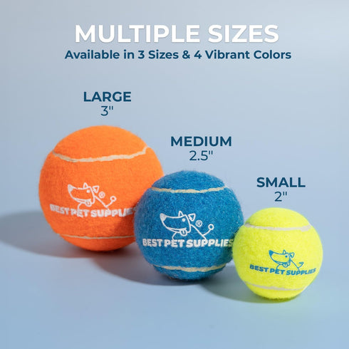 Best Pet Supplies Squeaky Tennis Toys - 8-Pack Heavy-Duty Interactive Pet Toys for Fetching and Exercise, Durable Small