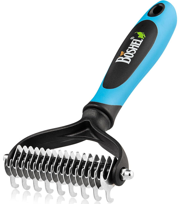 BOSHEL Dematting Comb for Dogs - Undercoat Rake Brush for Pets, Dematting Tool for Cats and Dogs