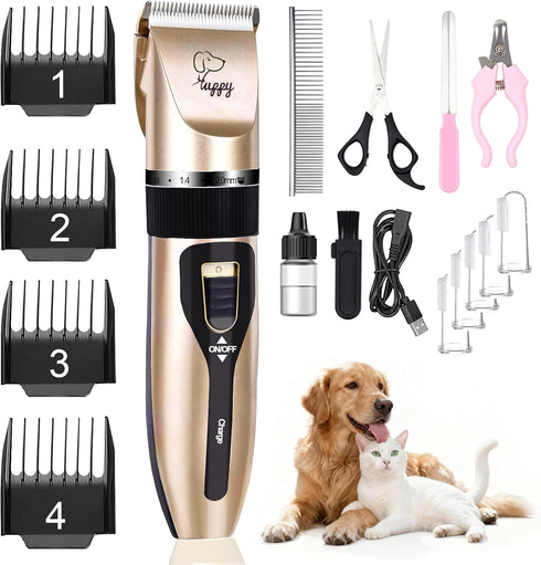 HappyYILIDA Dog Clippers for Grooming, Low Noise, Electric Quiet, Adjustable Clipper Comb for