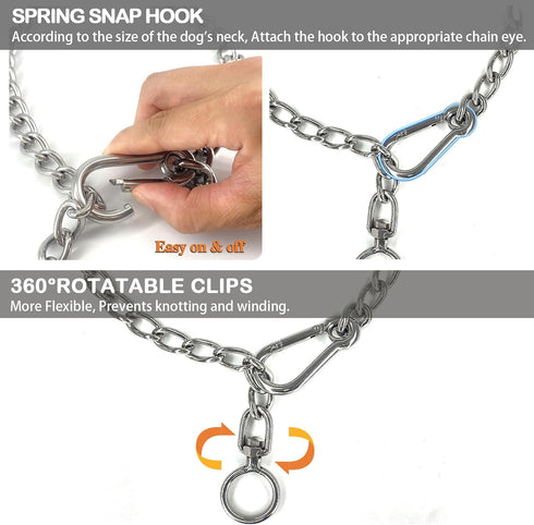 Dog Chain Collars 304 Stainless Steel, Anti Winding Chew Proof Necklace for Small to Large Dogs Training