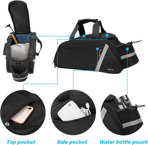 MOSISO Waterproof Bike Rack Bag, Rear Seat Bag Cycling Carrier, Reflective Cargo Storage with Water Bottle Holder