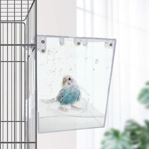 PINVNBY Bird Bath Box,Parrot No-Leakage Bathtub for Cage Hanging Tube Shower Box Cage Accessory with Water Injector and Balls Toys for Small Pet Birds Canary Lovebirds Budgies(6 Pcs)