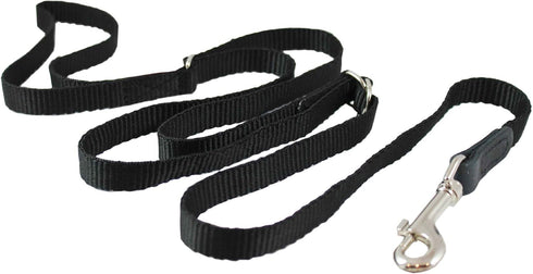 Adjustable Dog Leash 1/2" Wide Nylon 3ft-5ft Length with Leather Enforced Snap, Small Black