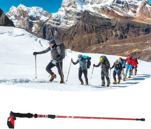 Outdoor Hiking Poles - Telescopic Collapsible Aluminium Alloy Walking Stick with Mud Rest and Storage Bag