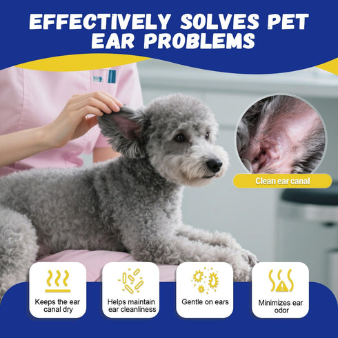 Set Dog Ear Hair Removal Kit Ear Powder, Safety Round Tip Scissors & Locking Tweezers At-Home Grooming for Hair