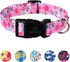 Maca Bates Designer Flower Pink Dog Collar, Cute Spring Collars for Small Medium Large Female Dogs