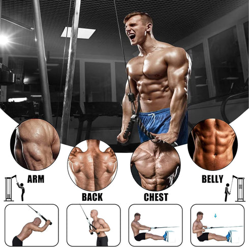 Weight Cable Pulley System Gym Equipment - Professional Home Gym Fitness LAT for Triceps Pull Down Biceps Curl