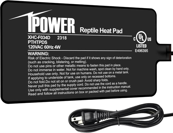 iPower 4X7 Inch Reptile Heat Pad, Under Tank Heater, Terrarium Warmer for Turtles, Lizards, Frogs