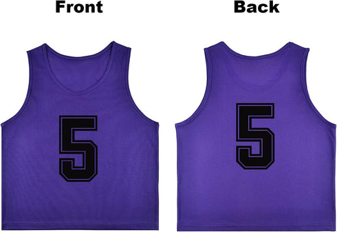 Set 12 (1-12) of Numbered Soccer Vests/Sport Pinnies/Training Bibs with Free Carry Bag