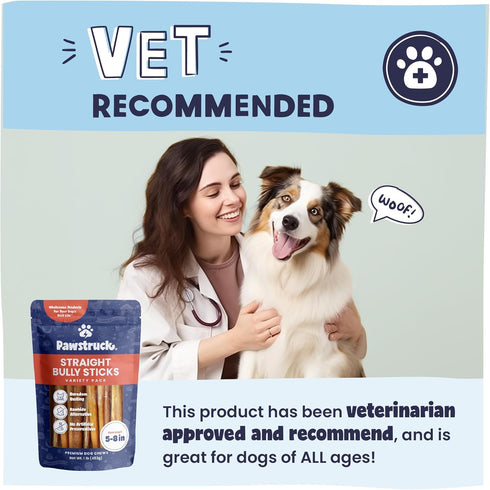 Pawstruck Natural 5-8" Bully Sticks for Dogs - Long Lasting, Rawhide Free, Low Odor Dental Chew Treat - 1 lb. Bag