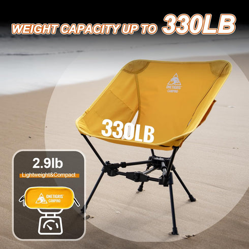 Backpacking 330 lbs ONETIGRIS Tigerblade Camping Chair, Lightweight Folding Hiking Chair, Compact Portable Capacity