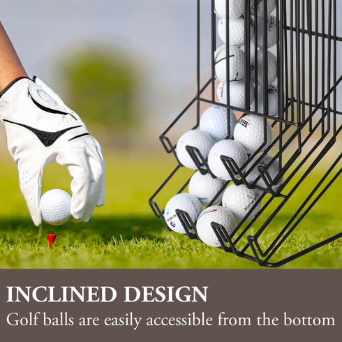 Countertop MyGift Golf Ball Basket Holder - Matte Black Metal Wire Golf Ball Dispenser and Display Rack