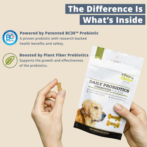 Paw Choice Probiotics for Dogs - Daily Chews for Gut Health, Digestion, and Immune Support