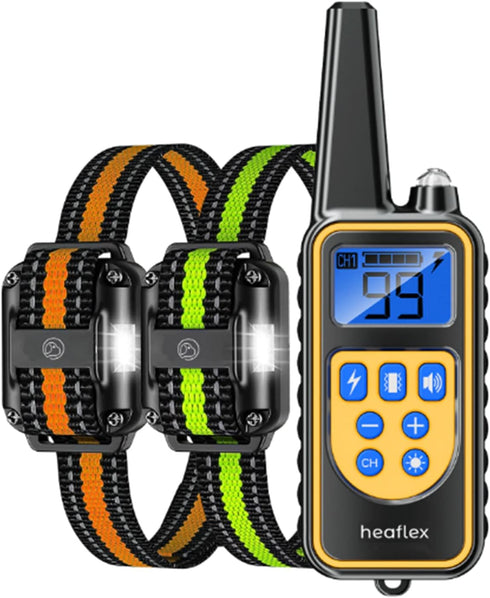 Dog Shock Collar with Remote, Waterproof Rechargeable, 1640ft Range with LED Light, Beep, Vibration, Shock for